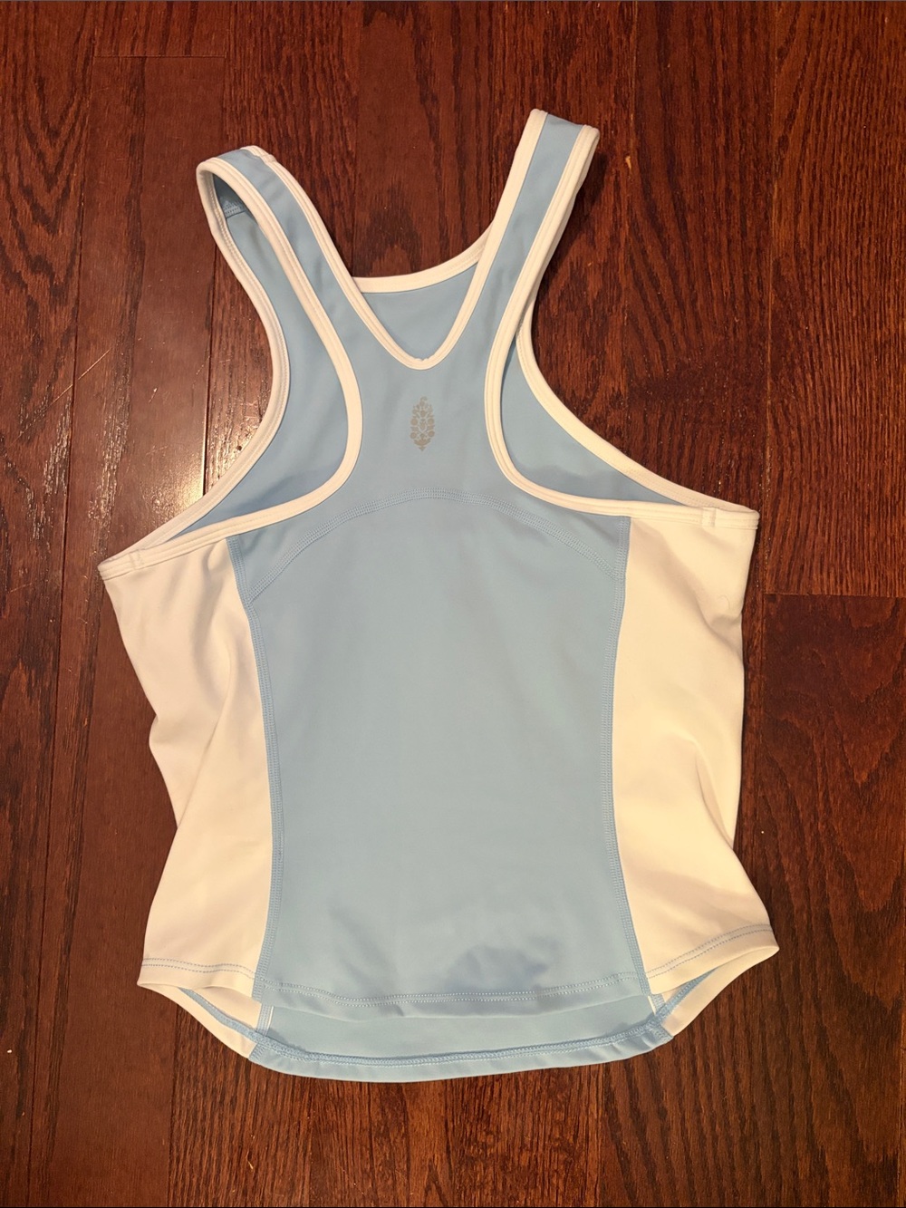 FP Movement by Free People Light Blue and White Racerback Performance Tank Top